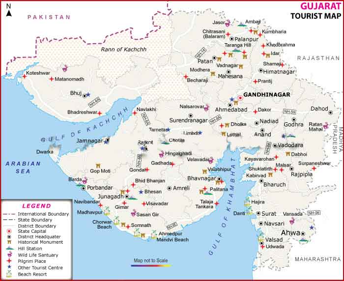 Gujarat Tourist Map