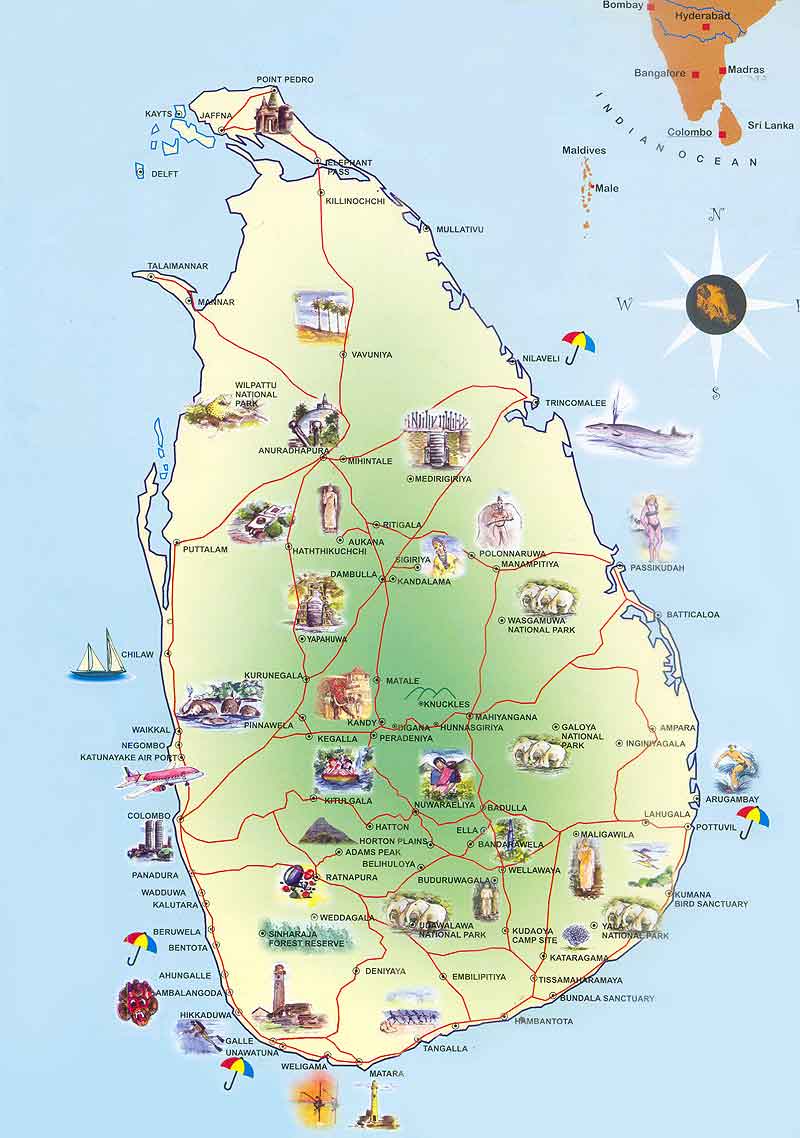 Sri Lanka Tourist Map