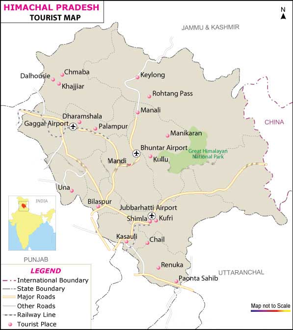 Himachal Tourist Map