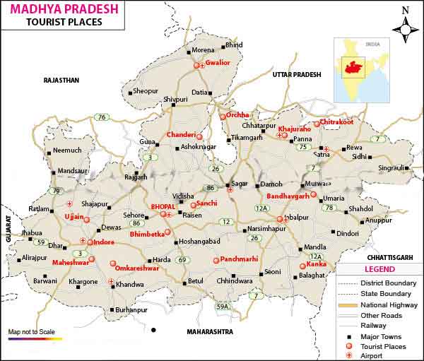 Madhya Pradesh Tourist Map