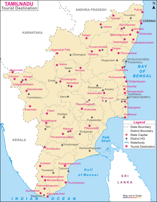 Tamilnadu Tourist Map