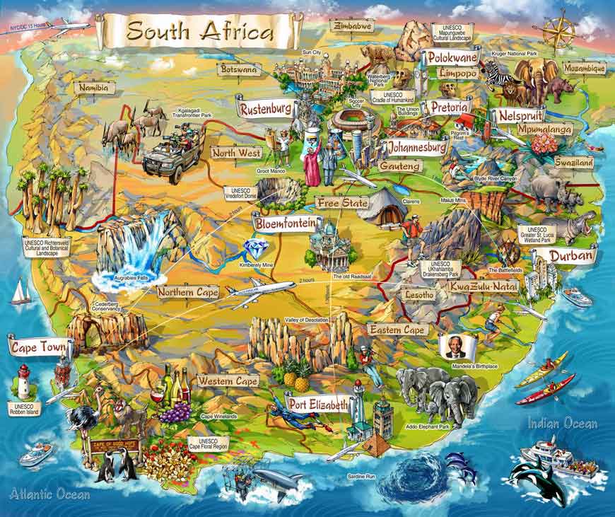 South Africa Tourist Map